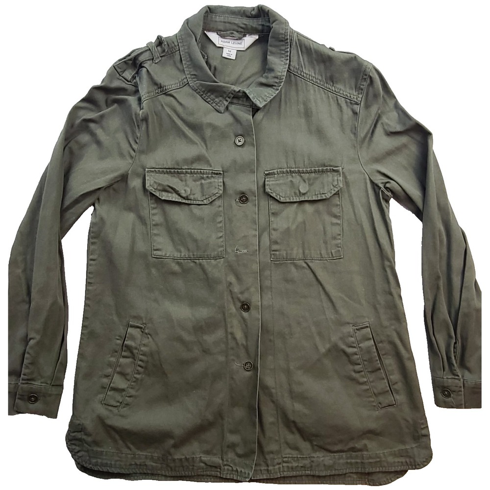 Adam Levine Utility Jacket Women M Olive Green Military Shirt 100% Cotton